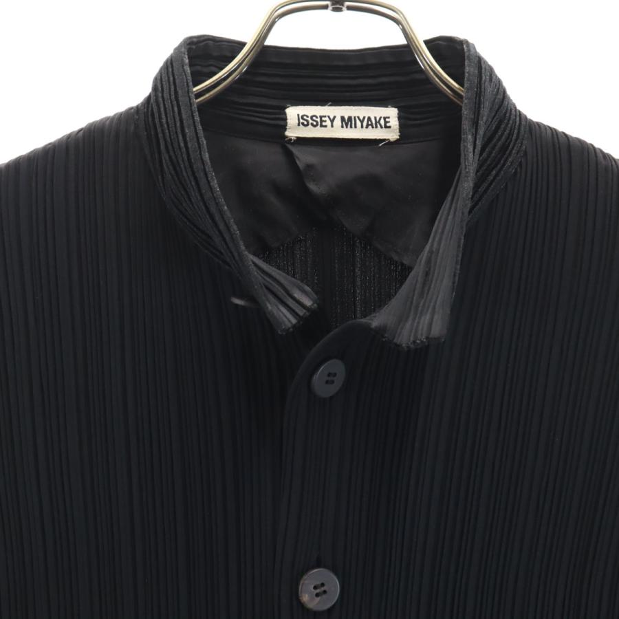 ISSEY MIYAKE イッセイミヤケ 90s 日本製 オールド スタンドカラー プリーツ ジャケット M ブラック レディース 古着 中古_2
