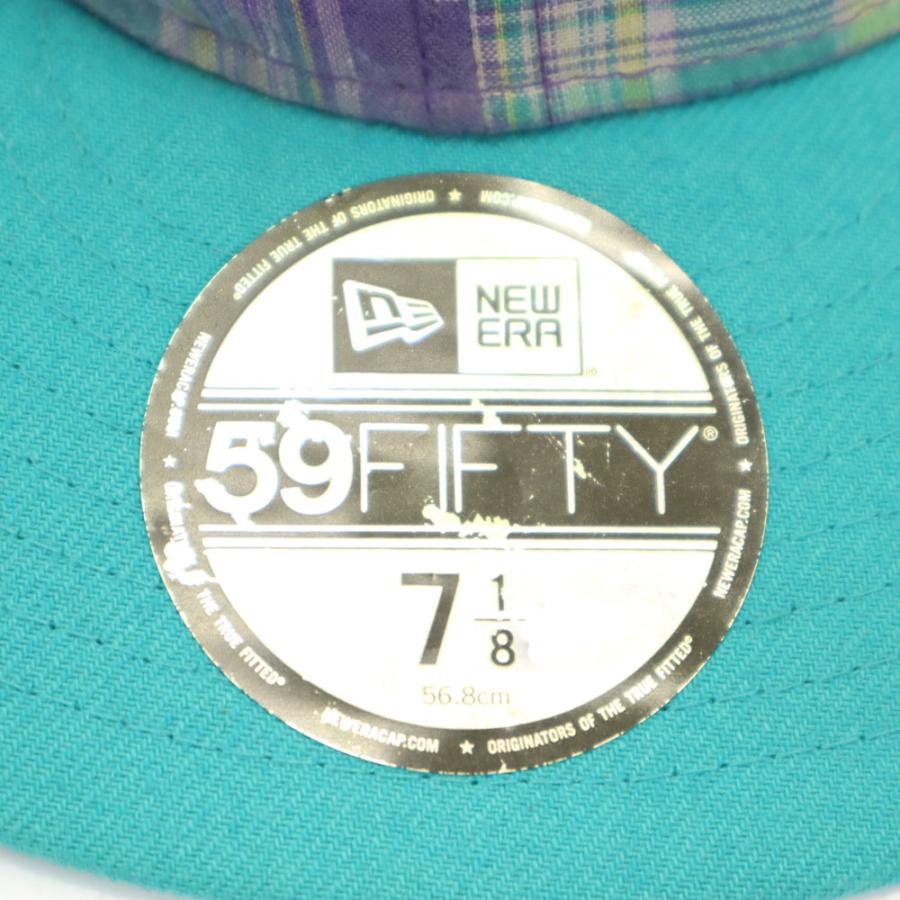 レアNEW ERA 59FIFTY キャップ チェック柄 7 1/2 NEW ERA（ニューエラ） 59FIFTY チェック柄 キャップ 7 1/8 パープル系