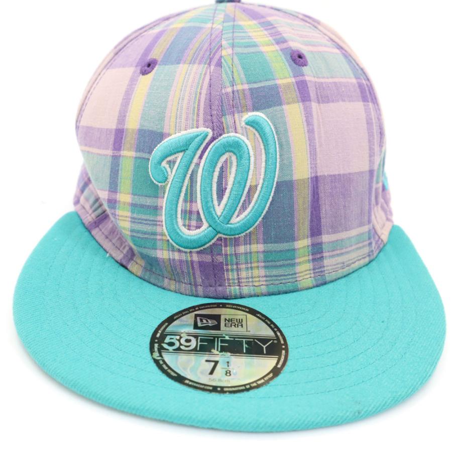 NEW ERA（ニューエラ） 59FIFTY チェック柄 キャップ 7 1/8 パープル系