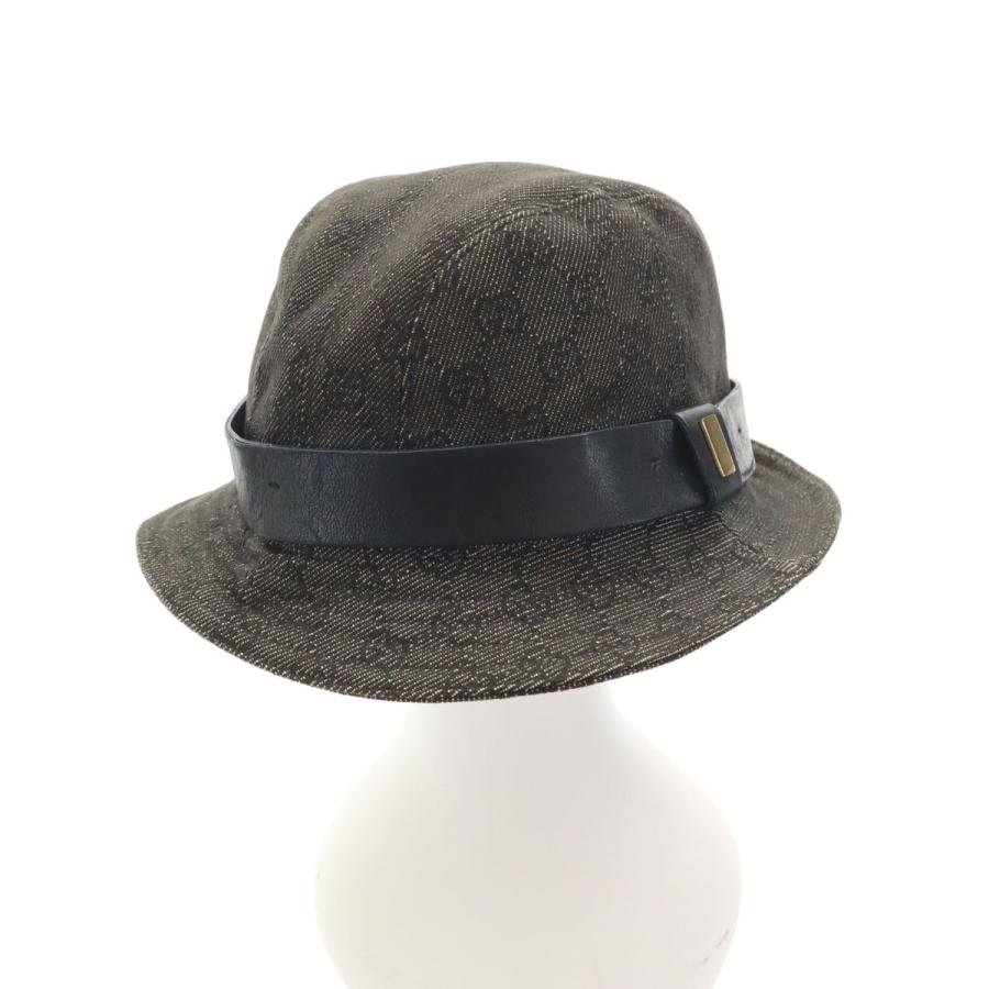 古着 GUCCI グッチ イタリア製 GGロゴ ハット XL チャコールグレー 帽子 メンズ GUCCI（グッチ） イタリア製 GGロゴ ハット XL チャコールグレー 帽子
