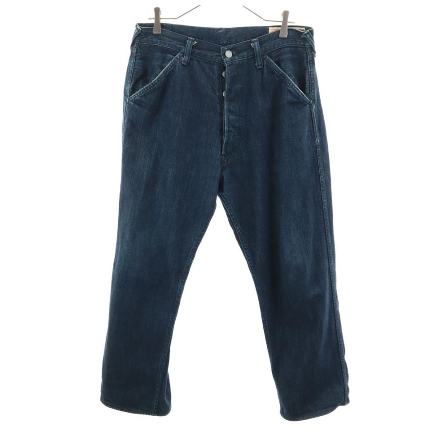 エヴィスジーンズ ヤマネ ストレートデニムパンツ ｗ34 ネイビー EVISUGENES ジーンズ ボタンフライ ビッグサイズ メンズ EVISUGENES エヴィスジーンズ ヤマネ ストレートデニムパンツ w34