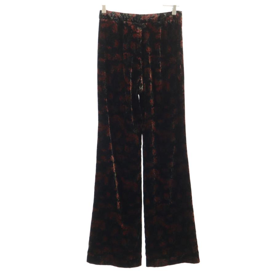 ZARA（ザラ） 未使用 総柄 ベロア ブーツカットパンツ XS ブラック系