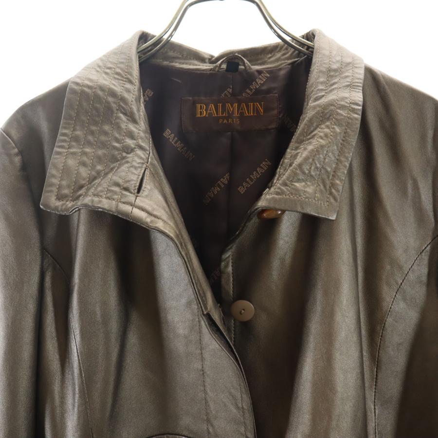 バルマン BALMAIN ダブルフェイス ノーカラー 羊革 ムートン コート M