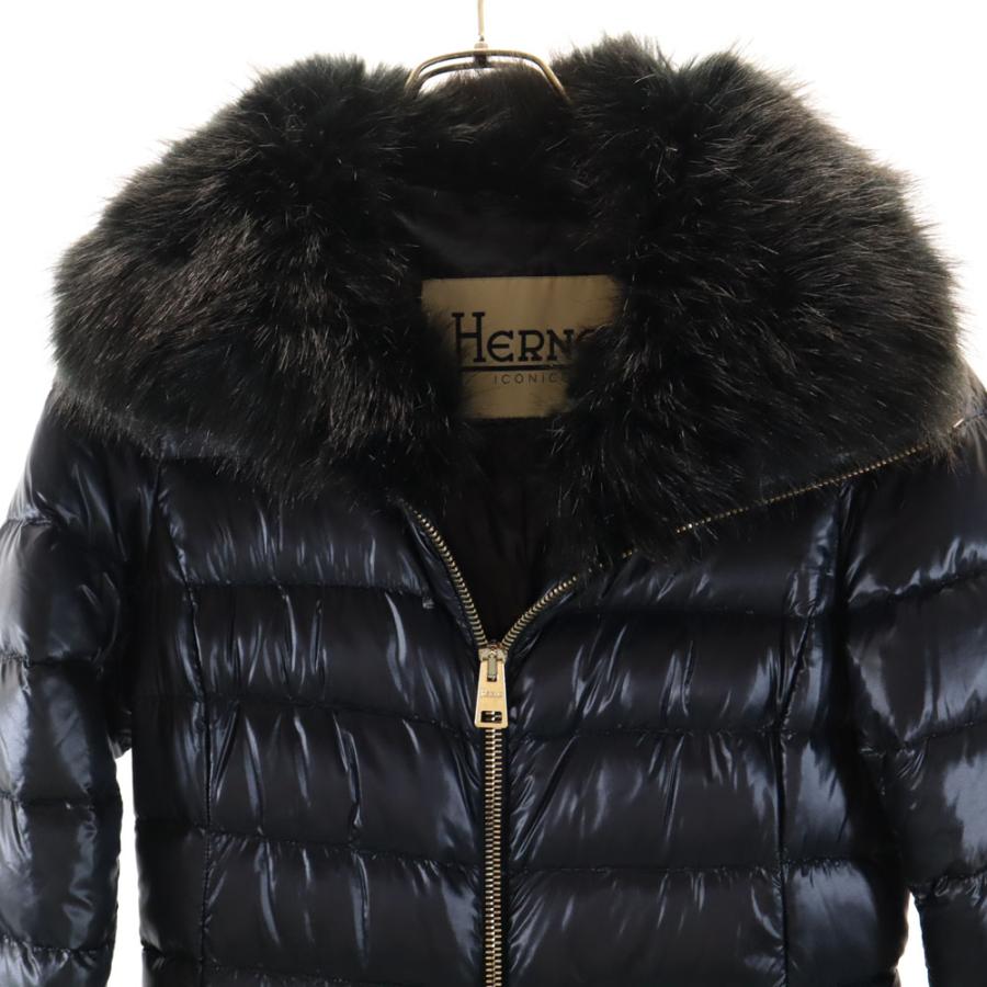 Herno ヘルノ ダウンコート 40 チャコールネイビー系 レディース 古着 中古_2