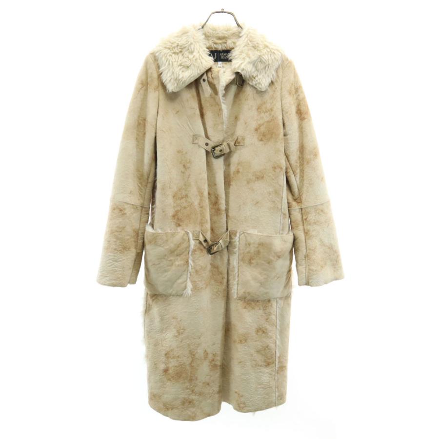 アルマーニジーンズ フェイクレザー ロングコート 6 ベージュ ARMANI JEANS レディース ARMANI JEANS アルマーニジーンズ フェイクレザー ロングコート 6