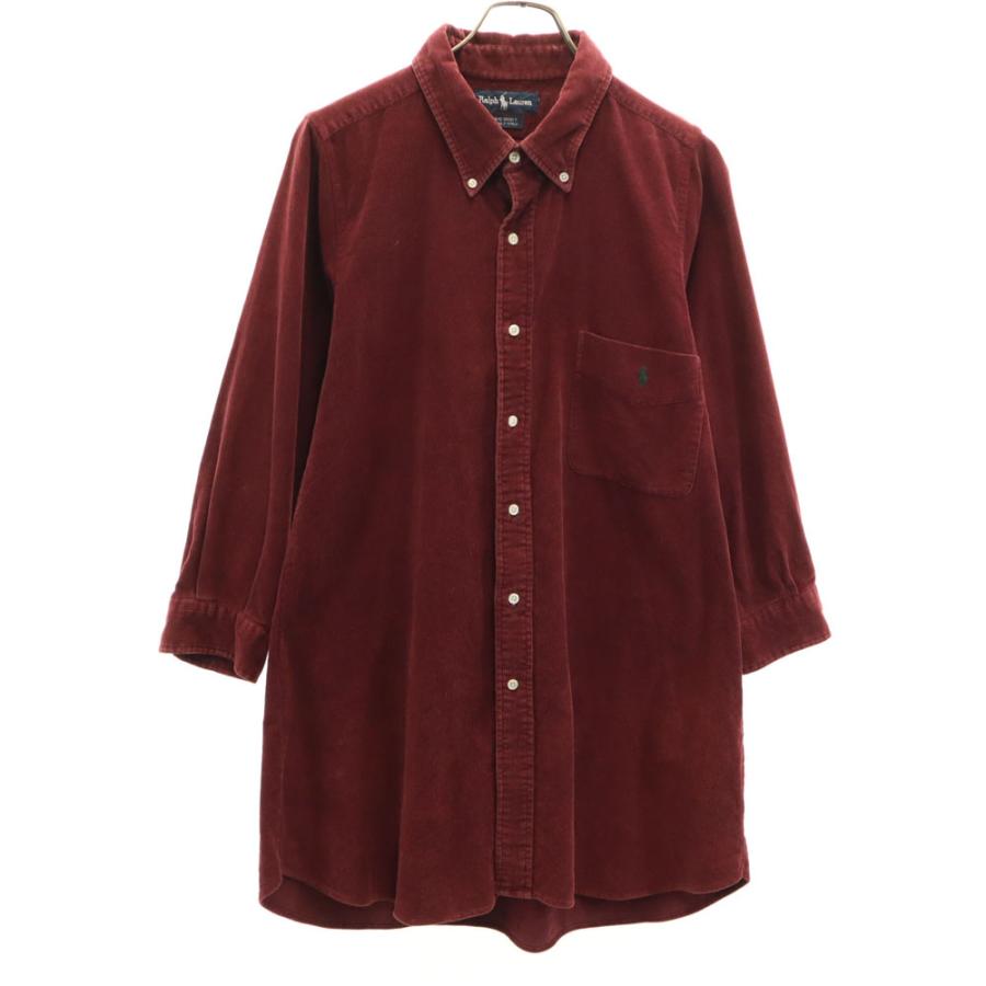 ラルフローレン 90s BIG SHIRT オールド 長袖 コーデュロイ ボタンダウン シャツワンピース ボルドー系 RALPH LAUREN レディース RALPH LAUREN ラルフローレン 90s BIG SHIRT オールド 長袖