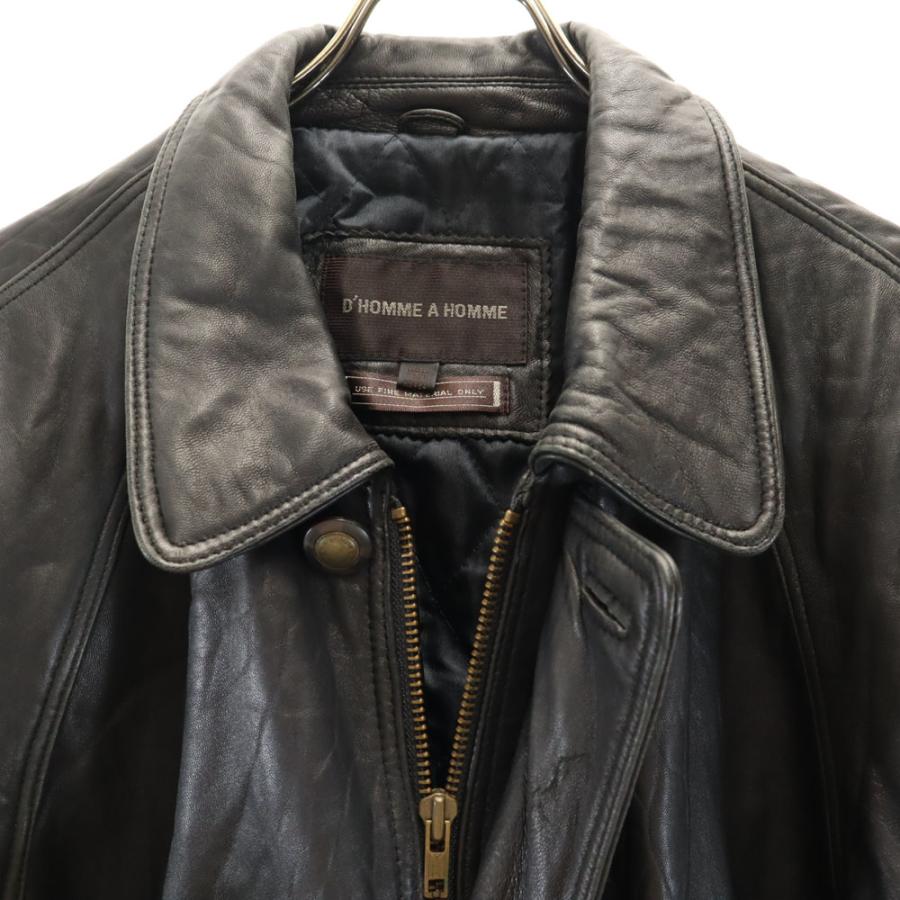 D'HOMME A HOMME 韓国製 シープスキン レザーコート L ブラック メンズ