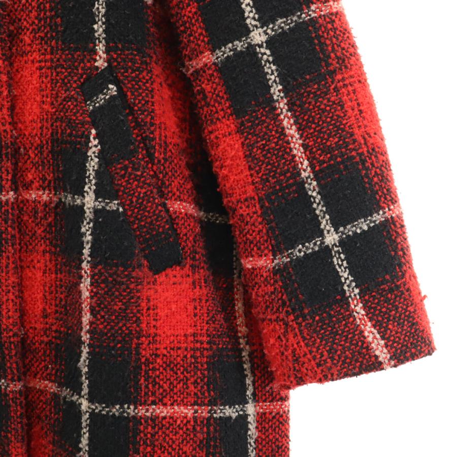 ZARA（ザラ） チェック柄 ツイード ダブル チェスターコート M レッド