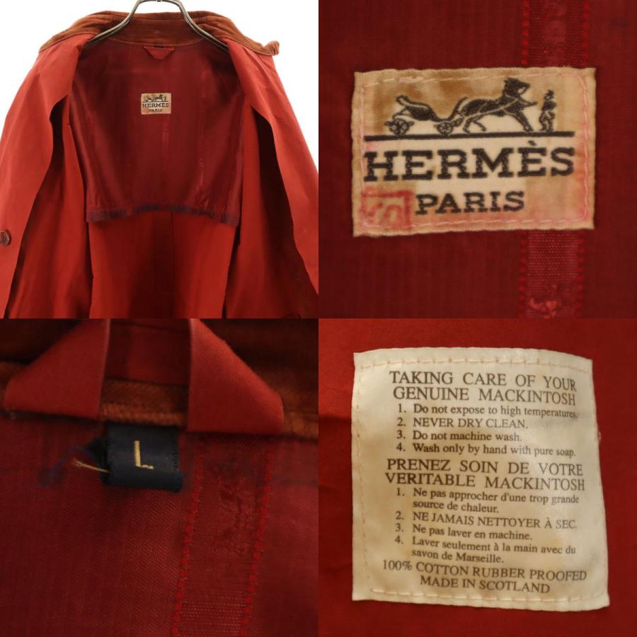 HERMES エルメス 80s スコットランド製 ヴィンテージ アルスター コート L レッド系 レディース 古着 中古_9