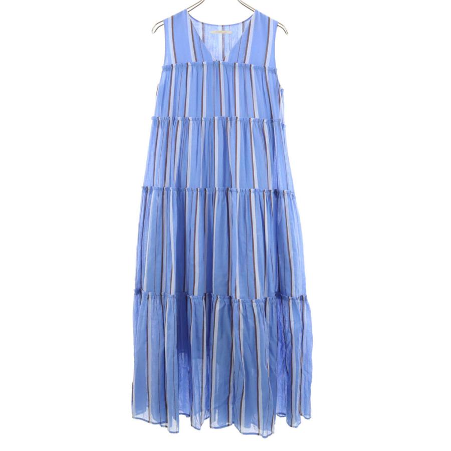 定価24200円 ヌキテパ ストライプ ティアード ノースリーブ ワンピース 定価24200円 ヌキテパ ストライプ ティアード ノースリーブ ワンピース