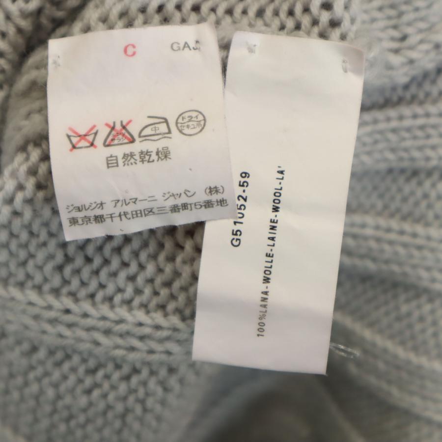 ARMANI アルマーニ イタリア製 ウール 長袖 ハイネック セーター 50 グレー COLLEZIONI ニット メンズ 古着 中古