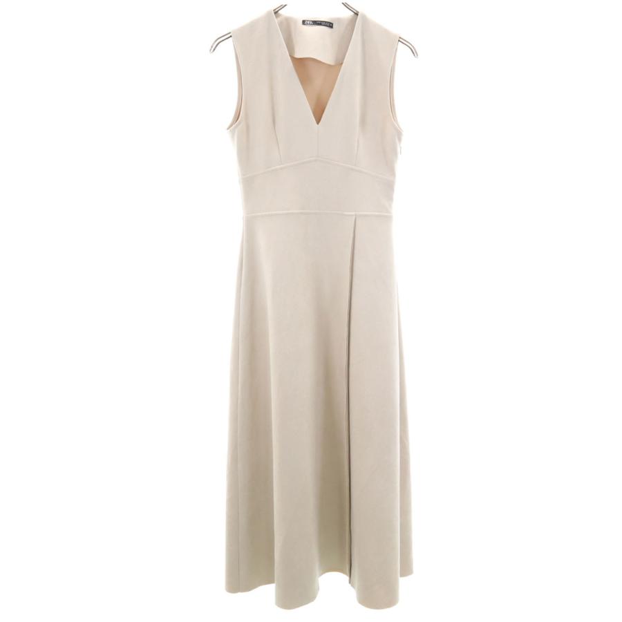ZARA（ザラ） ノースリーブ スエード Vネック ロングワンピース XS
