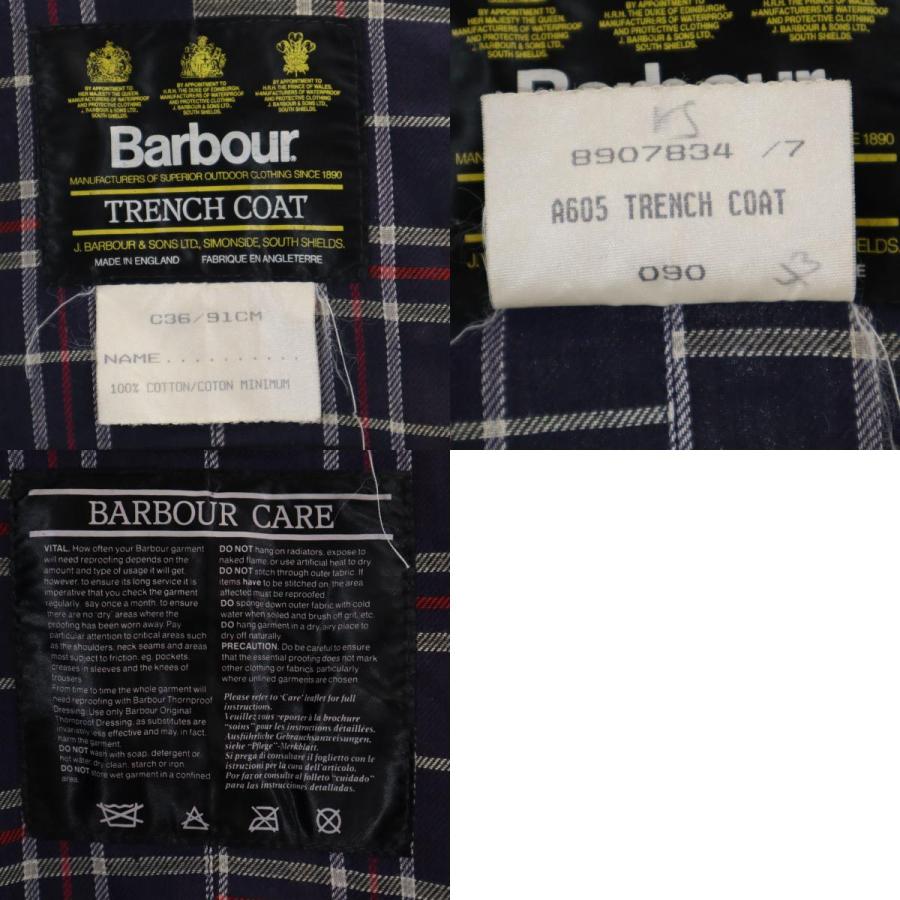 Barbour バブアー 90s 3ワラント TRENCH COAT オールド オイルド トレンチコート C36 グレー系 メンズ 古着 中古_9