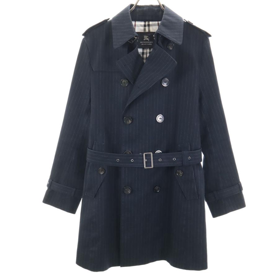BURBERRY BLACK LABEL バーバリーブラックレーベル 日本製 ストライプ柄 トレンチコート M ネイビー 三陽商会 メンズ BURBERRY BLACK LABEL（バーバリーブラックレーベル） 日本製