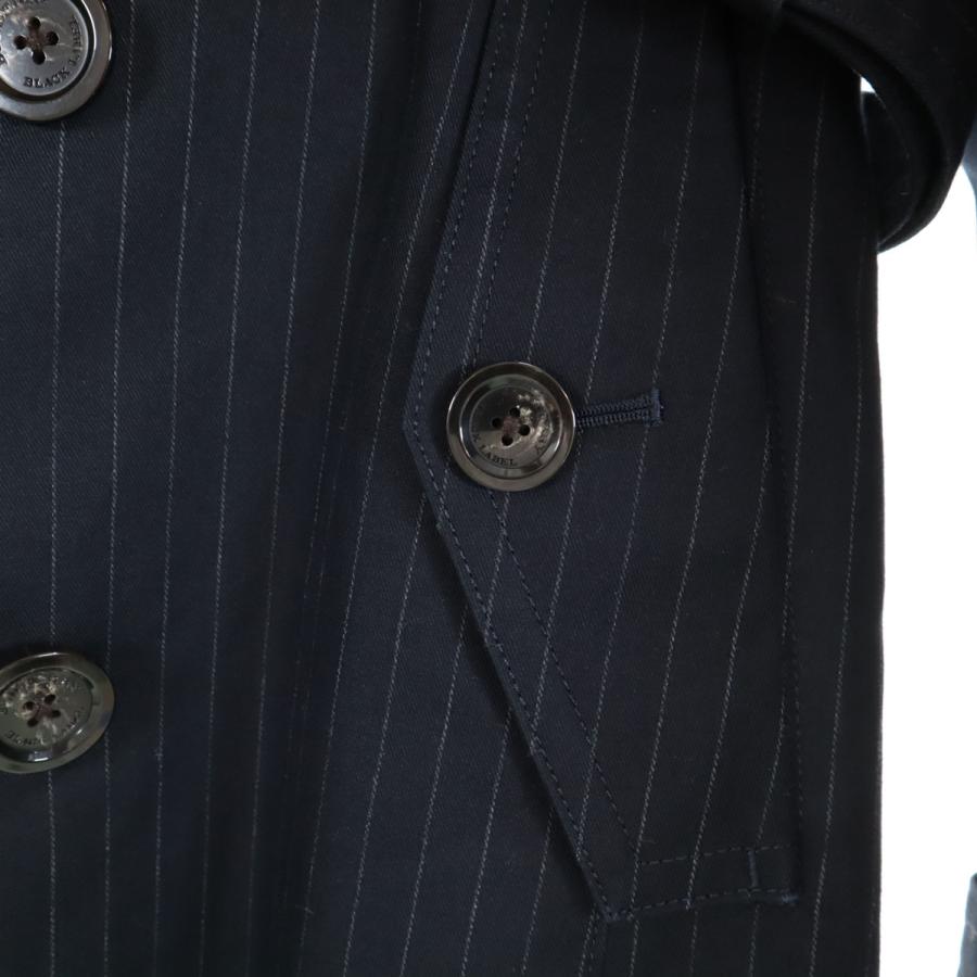 バーバリーブラックレーベル　トレンチコート　ストライプ　ネイビー BURBERRY BLACK LABEL（バーバリーブラックレーベル） 日本製