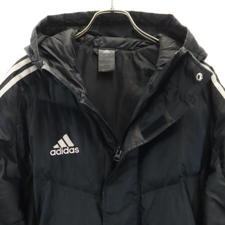 adidas（アディダス） ストライプ柄 ベンチコート M ブラック 中綿