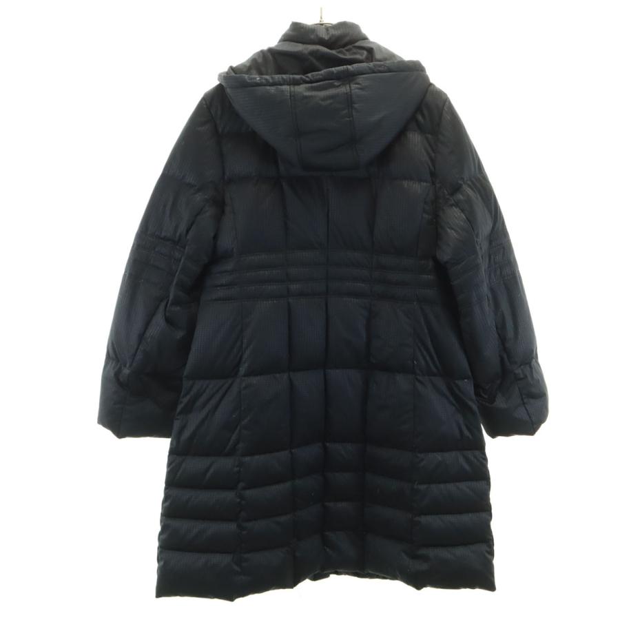 BALMAIN バルマン ロング ダウンコート ベルト フード付き ブラック M BALMAIN（バルマン） ハウンドトゥース柄 ダウンコート M ブラック系