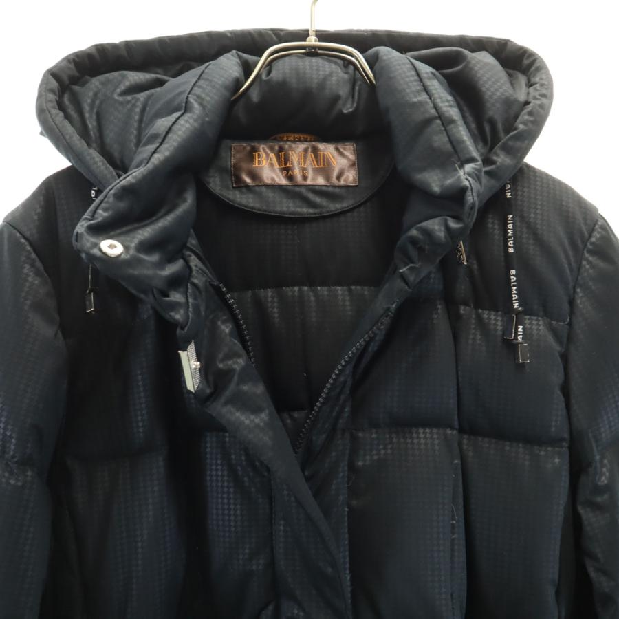 BALMAIN（バルマン） ハウンドトゥース柄 ダウンコート M ブラック系