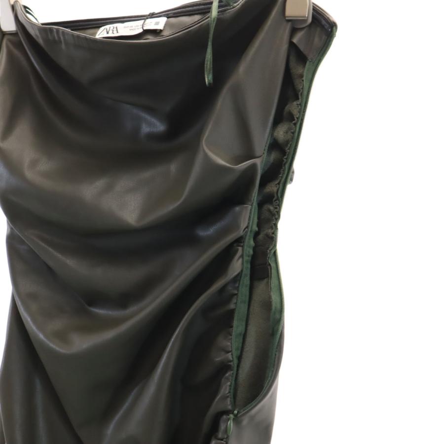ZARA（ザラ） 未使用 フェイクレザー ベアトップ ロングワンピース XS