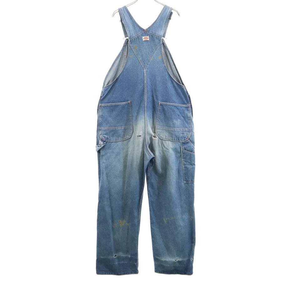 古着 Dickies ディッキーズ 80s ヴィンテージ デニム オーバーオール W42 ウォッシュブルー ペインター メンズ Dickies（ディッキーズ） 80s ヴィンテージ デニム オーバーオール W42