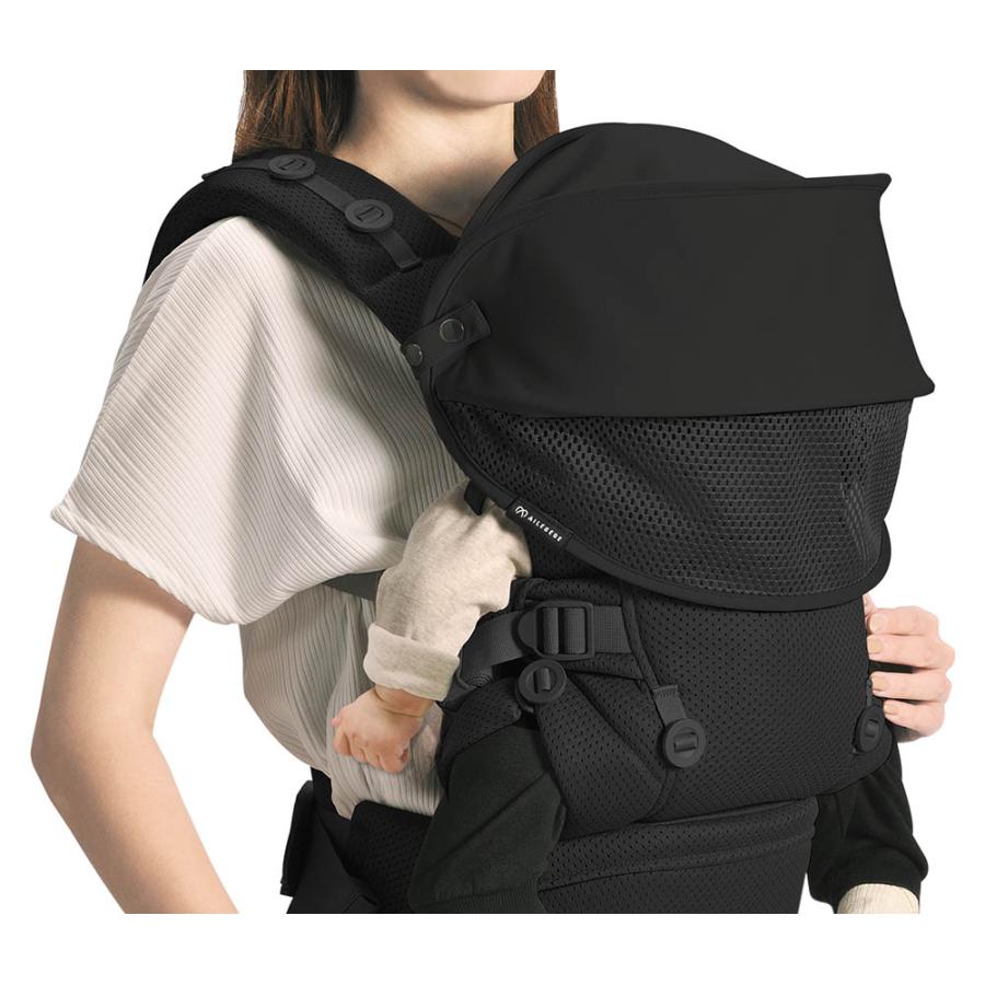 【美品】 AILEBEBE エールべべ 抱っこ紐 ブラック エールベベの抱っこ紐【ベビーキャリアスリー】ブラック 新生児から