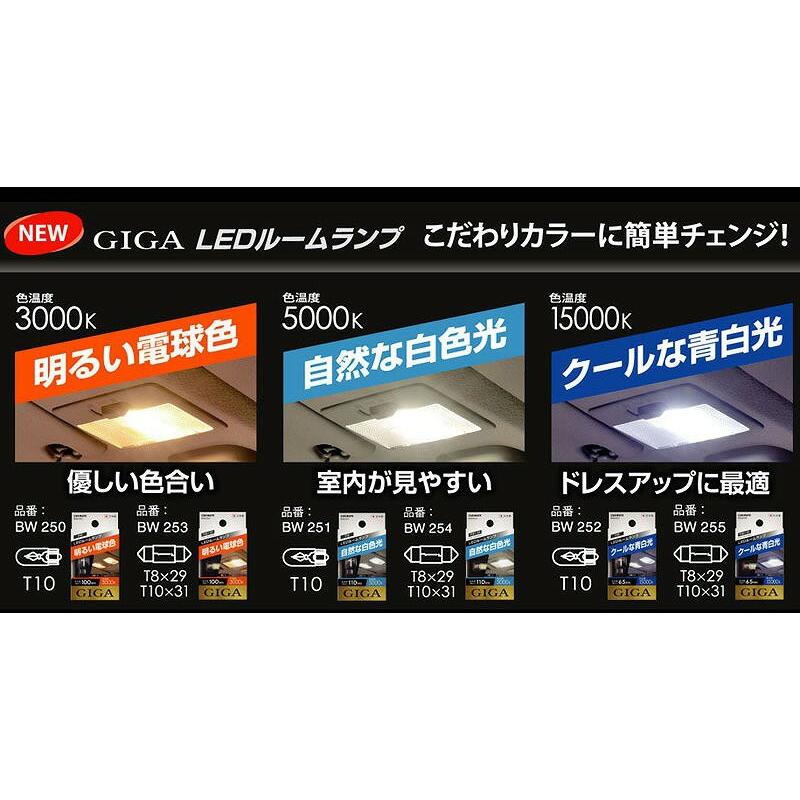 GIGA 車 LED ルームランプ T8×29 T10×31 BW253 LEDルーム R100S 100lm