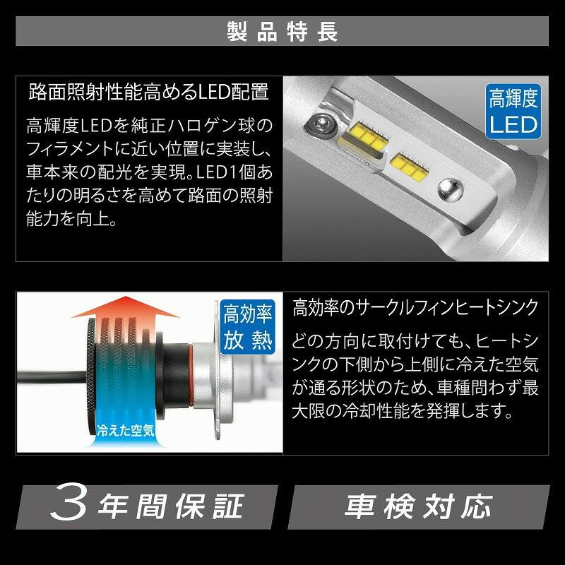 車 LED ヘッドライト LEDヘッドバルブ BW541 E3400 6500K H4 LEDヘッド フォグバルブ E3400シリーズ GIGA carmate (P07)｜carmate｜04