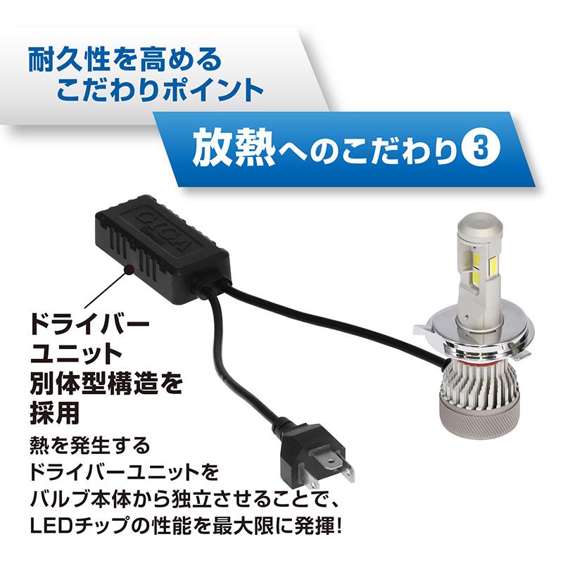 車 LED ヘッドライト BW591 GIGA LED ヘッドバルブ S8 6000K H4 車検対応 全光束 ハイビーム 8000lm ロービーム 7000lm 後付け 汎用 carmate (P07)｜carmate｜13