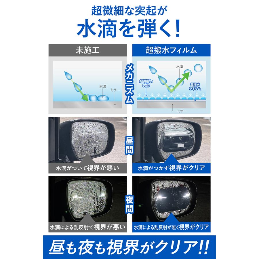 車 ドアミラー 超撥水 フィルム C805 ゼロワイパーフィルム 車種専用 05ドアミラー・サイドガラス用 4枚セット ジムニー エブリイ 雨 降雪 3〜6ヵ月 (P10)(R80) | カーメイト | 03