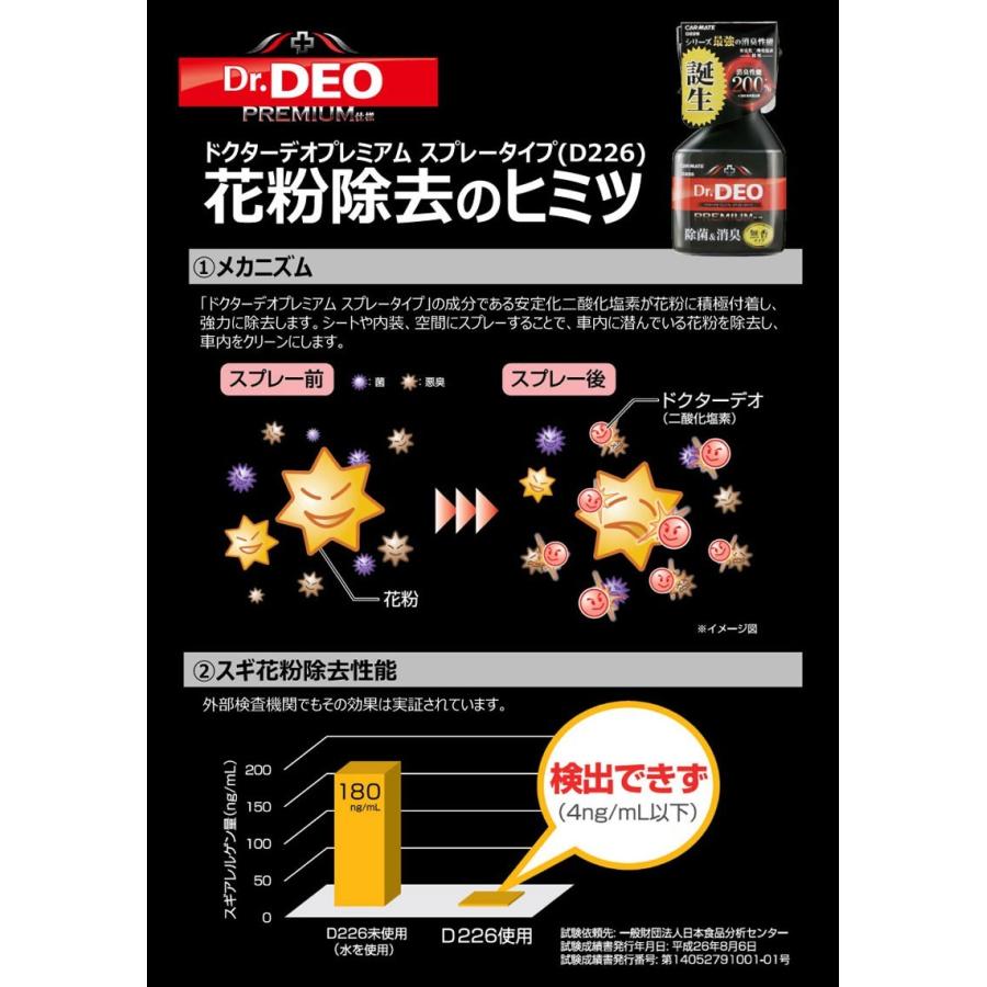 全国組立設置無料 消臭剤 車 スプレー 二酸化塩素 消臭 除菌 カーメイト D226w Dr Deo ドクターデオ プレミアム タイプ D226 D258 お買い得セット 安定化二酸化塩素 Aynaelda Com