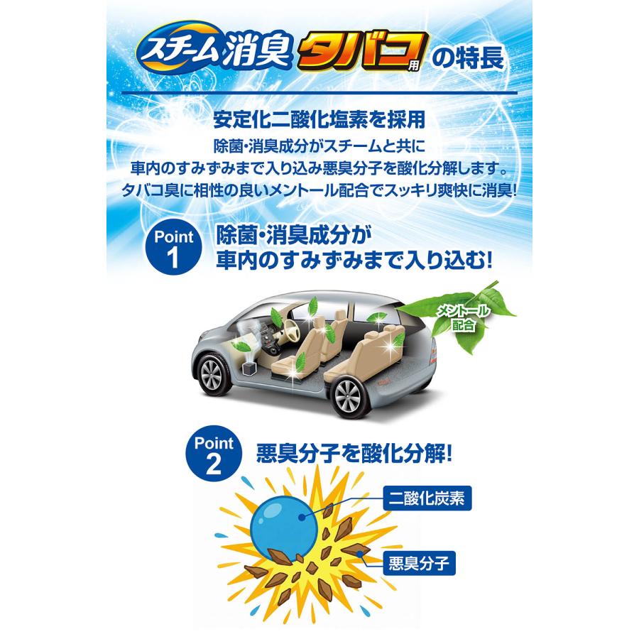 車 消臭剤 スチーム消臭 タバコ用 メントール配合  安定化二酸化塩素  強力 カーメイト D335 超強力スチーム消臭 スチームタイプ 車内 carmate(P07) | カーメイト | 03