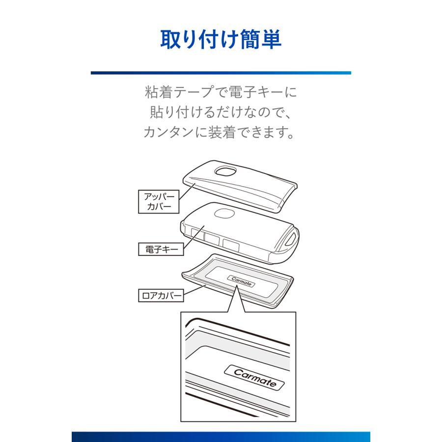 キーケース マツダ キーカバー 車 鍵 カーメイト  キーカバー マツダ用B カーボン調 軽量＆薄型 シェルタイプキーカバー 電子キー専用  DZ582 (R80)｜carmate｜05