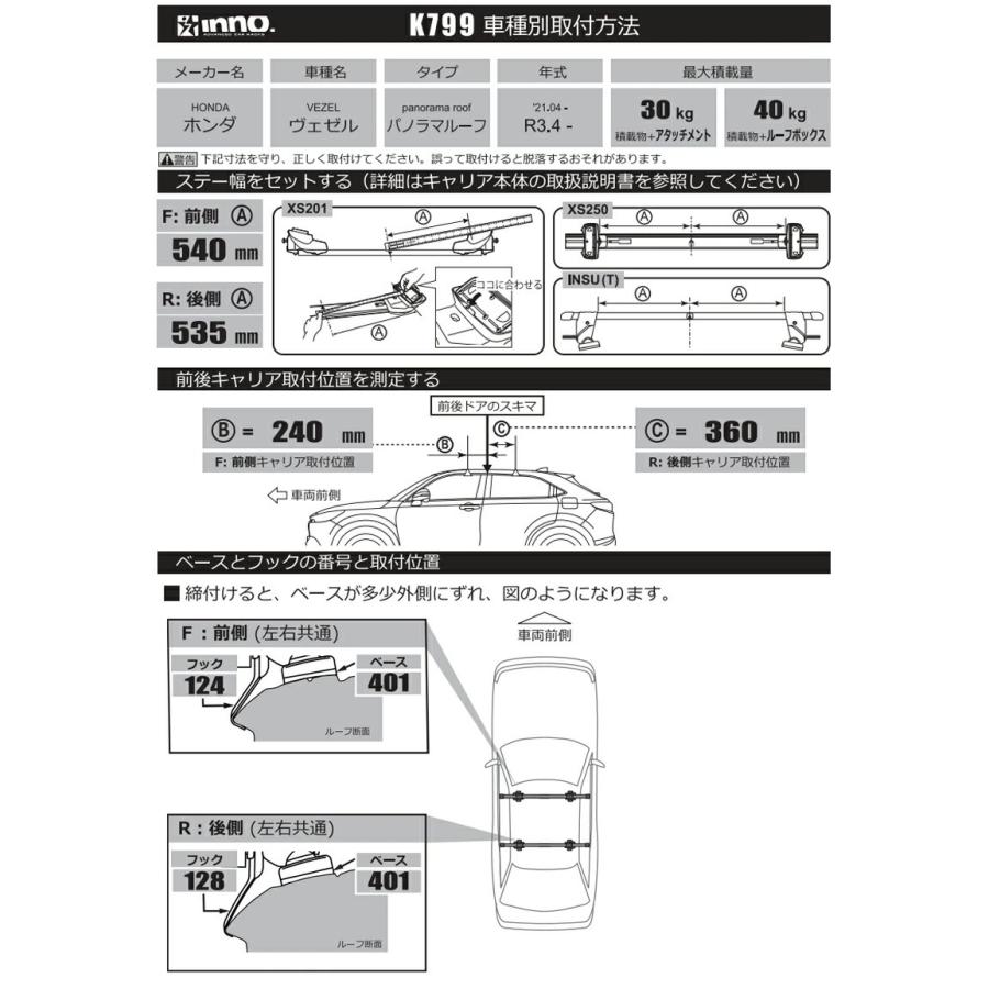 INNO ホンダ ヴェゼル RV3 RV4 RV5 RV6 車種別 ベースキャリアセット