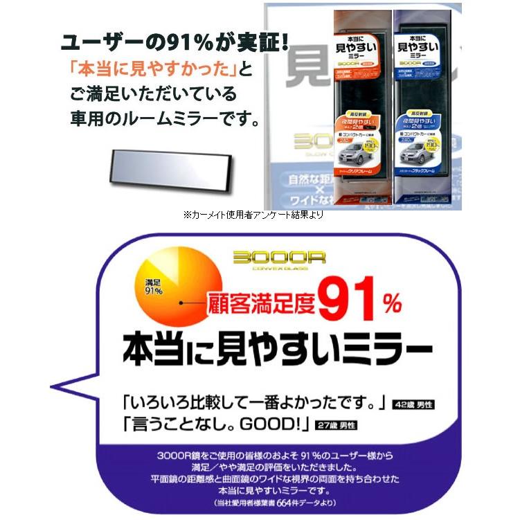 ルームミラー カーメイト M1 3000R 240mmサイズ 高反射鏡 パーフェクトミラー ブラック バックミラー 車 ルームミラー carmate (R80)(P05) | カーメイト | 03
