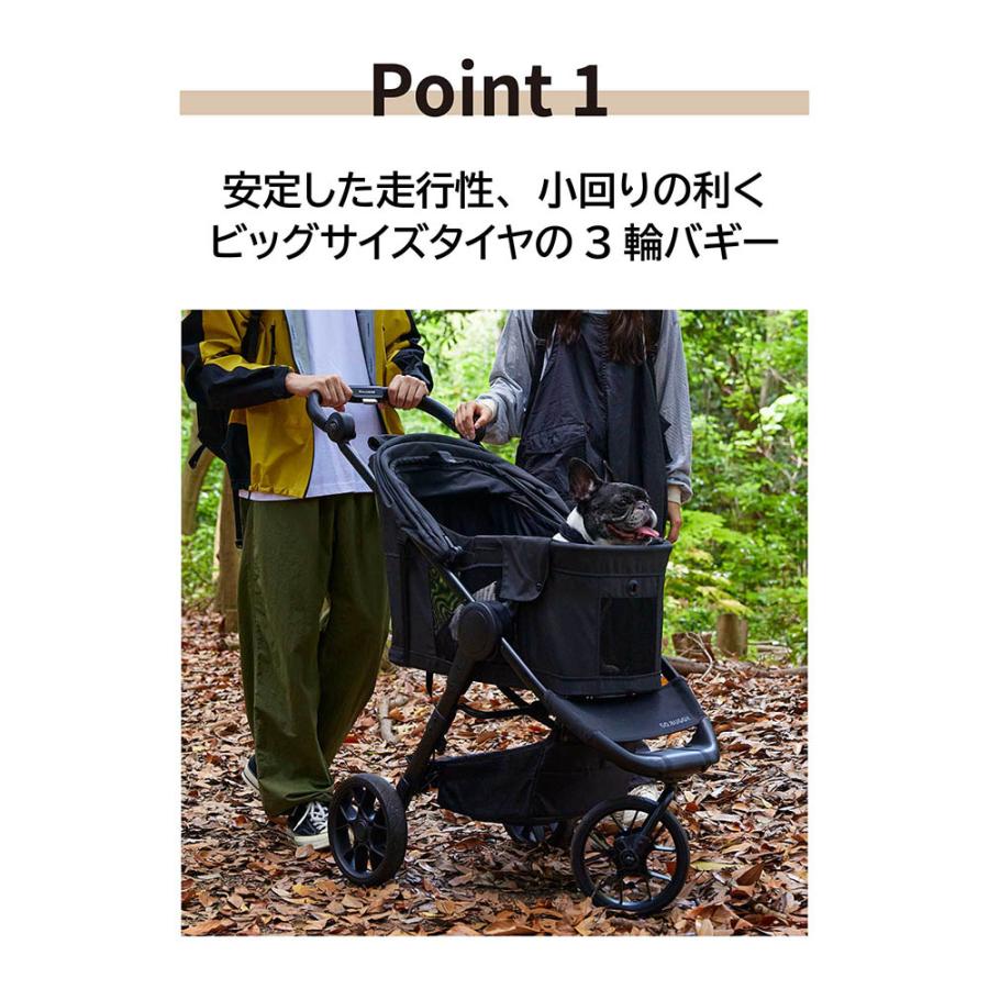 エールベベ・ゴーバギー ドッグ ブラック ST121 ペットカート 3輪 折りたたみ一体型カート GO.BUGGYDog 耐荷重 22kg コンパクト ペットキャリー ailebebe(P03) | カーメイト | 03