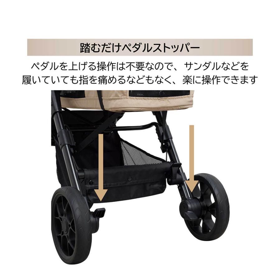 エールベベ・ゴーバギー ドッグ アールティー ブラック ST131 限定モデル R/T（ラギッドテレーン）タイヤ仕様 ペットカート 3輪 折りたたみ 耐荷重22kg(P03) | カーメイト | 16