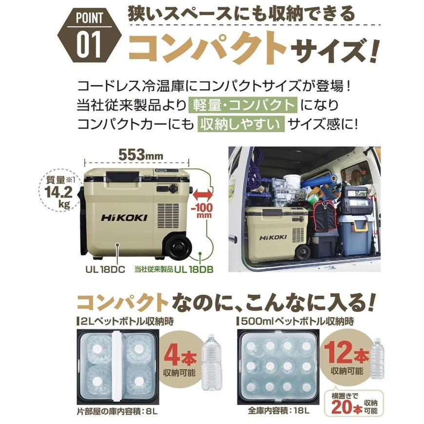 HiKOKI コードレス冷温庫 フォレストグリーン UL18DC(WMGZ