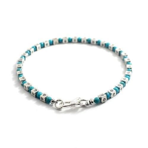 カレンシルバー ターコイズ トルコ石 ブレスレット 天然石 3mm  