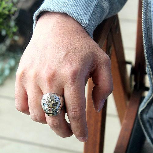 新品ハンドメイド 925 シルバー スパルタンマスク リング 新品ハンドメイド 925 シルバー スパルタンマスク リング 酸化