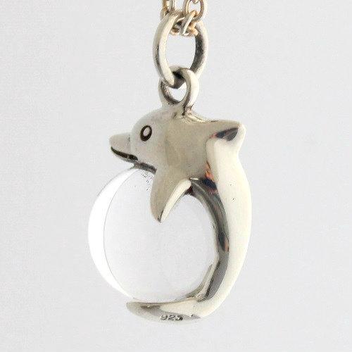 イルカ ペンダント ( ペンダントトップ ) 水晶 クリスタル シルバー