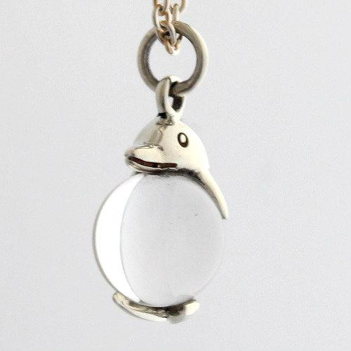 イルカ ペンダント ( ペンダントトップ ) 水晶 クリスタル シルバー