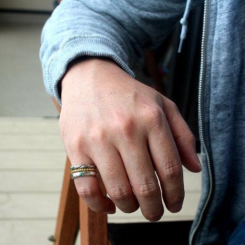 ターコイズ シルバー 925 リング 指輪 3連 レディース メンズ