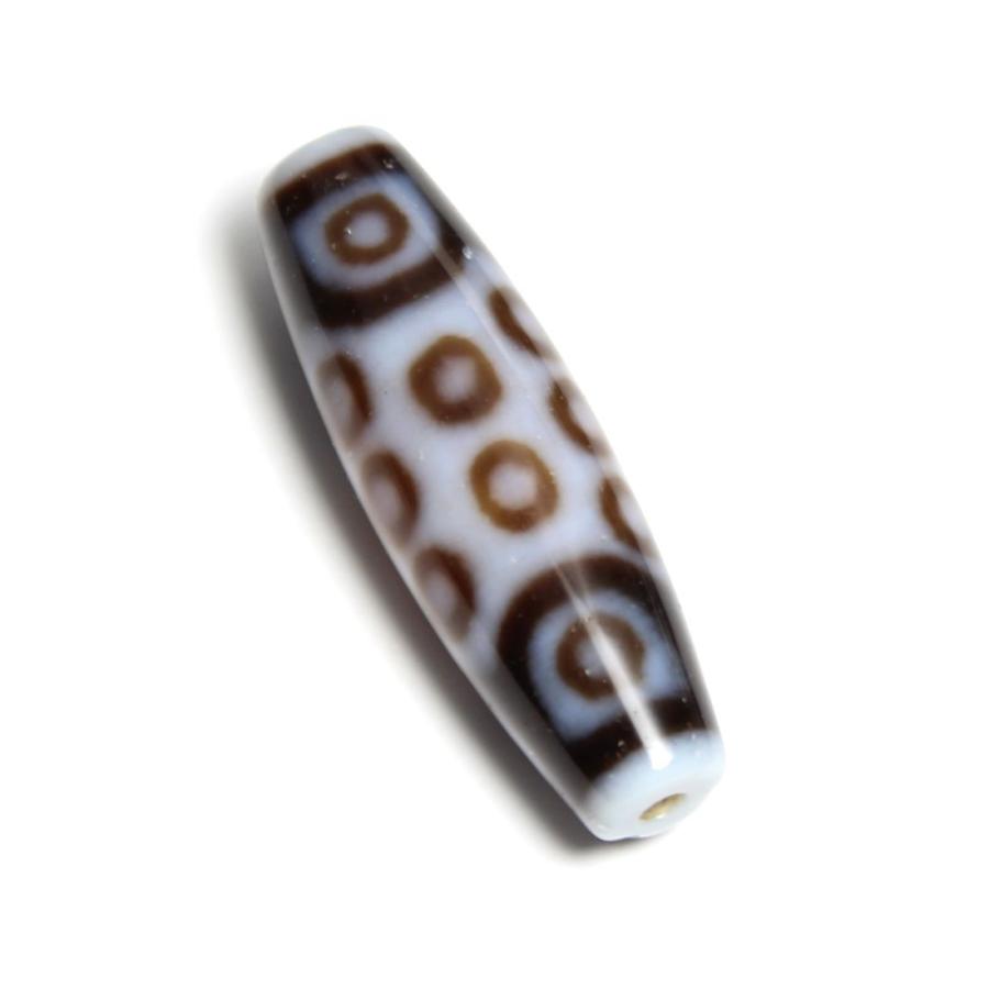 天珠 二十一眼天珠 白 38×12mm ☆ 全体運 願望成就 【送料