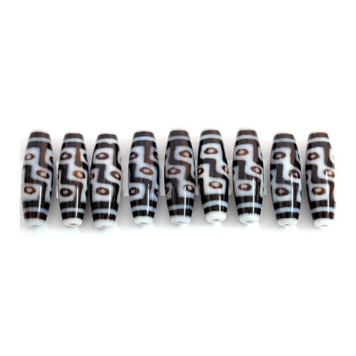 天珠 九眼天珠 白 ３８×１２ｍｍ ☆ 金運 名声運 【送料無料】