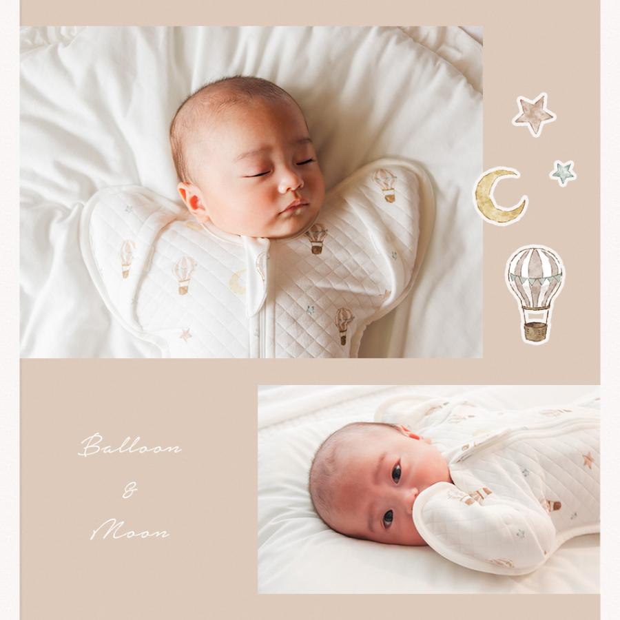 あったかキルティング素材 スワドルメリー おくるみ 秋 冬 キルト 新生児 スワドル 手が出せる 赤ちゃん ベビー モロー反射 くま 星 月 気球 おしゃれ かわいい | Coperta | 16
