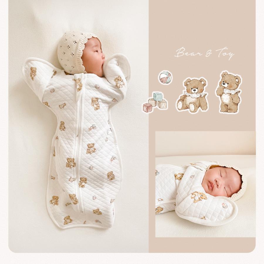 あったかキルティング素材 スワドルメリー おくるみ 秋 冬 キルト 新生児 スワドル 手が出せる 赤ちゃん ベビー モロー反射 くま 星 月 気球 おしゃれ かわいい | Coperta | 17