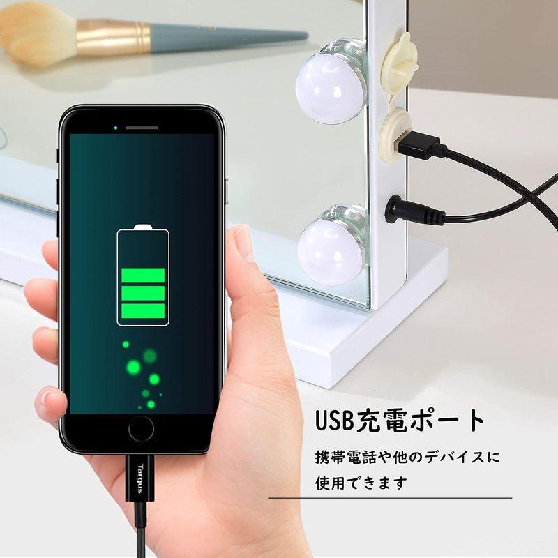 Nusvan 女優ミラー ハリウッドミラー 女優鏡 化粧ライトミラー 14個LED電球付き化粧鏡 壁掛け/卓上両用ミラー 三色照明モード 明 女優ミラー ハリウッドミラー 女優鏡 化粧ライトミラー 14個LED電球付き化粧鏡 壁掛け/卓上両用ミラー 三色照明モード