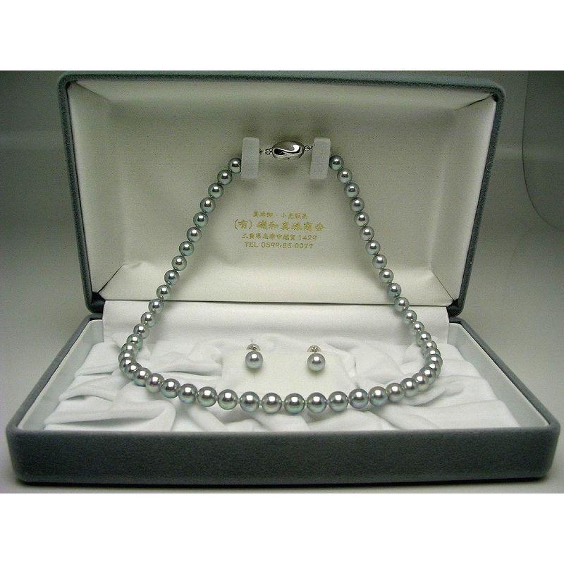Isowa Pearl（伊勢志摩の真珠専門店 イソワパール） アコヤ真珠 ネックレス ピアス セット 7.0-7.5mm シルバーブルー シ