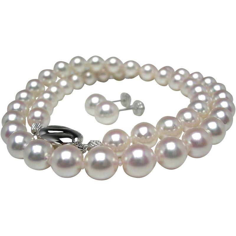 Isowa Pearl（伊勢志摩の真珠専門店 イソワパール） アコヤ真珠 ネックレス ピアス セット 7.5-8.0mm ホワイトピンク シ