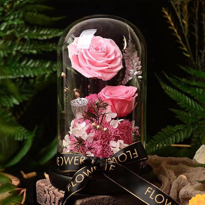 プリザーブドフラワー 可愛い 枯れない 花 バラ ローズ 薔薇 アジサイ 3カラー ロマンティック おしゃれ ガラスドーム LEDライト付き 可愛い 枯れない バラ ローズ 薔薇 アジサイ 3カラー ロマンティック おしゃれ ガラスドーム LEDライト付き